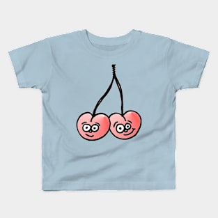 Happy, Connected Twin Cherries Kids T-Shirt